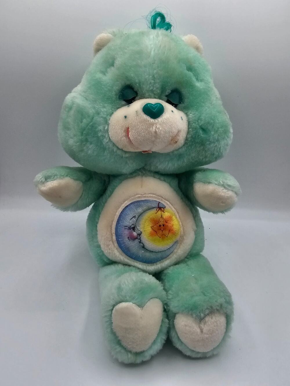 Vintage 1983 Kenner Care Bears BEDTIME BEAR 13" Plush Green Moon Star